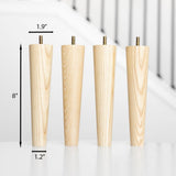 Ash Wood Furniture Legs - Premium Mid Century Legs for Sofa, Chair, Table, Dresser, Bed, Cabinet, Ottoman - Our Wooden Legs Are Easy To Install & Include Installation Hardware - Set of 4, 8 Inches Airy Abode