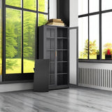 71''Glass Display Cabinet, Black Curio Cabinet With Lock, Display Case with 4 Adjustable Shelves, China Cabinets with Glass Doors,Showcase Display Cabinet ,Tall Liquor Bookshelf for Home Office Pantry TIMELESS PIECES