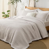 Bedsure Quilts King Size - King Quilt Bedding Set Bedspread Coverlet Comforter, Lightweight Corduroy Pattern Bedspread, 3-Piece Set with 106"x96" Coverlet & 2 Pillow Shams, All-Season Soft Microfiber Bedsure