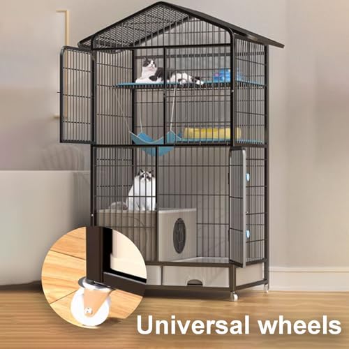 GUQASDV Cat Cage, Cat House, Cat Playpen with Top Cover, Catio Indoor Cat Enclosure with Litter Box with Anti-Collision Lock Easy to Move for Small Animals(White,83x59x160cm) GUQASDV