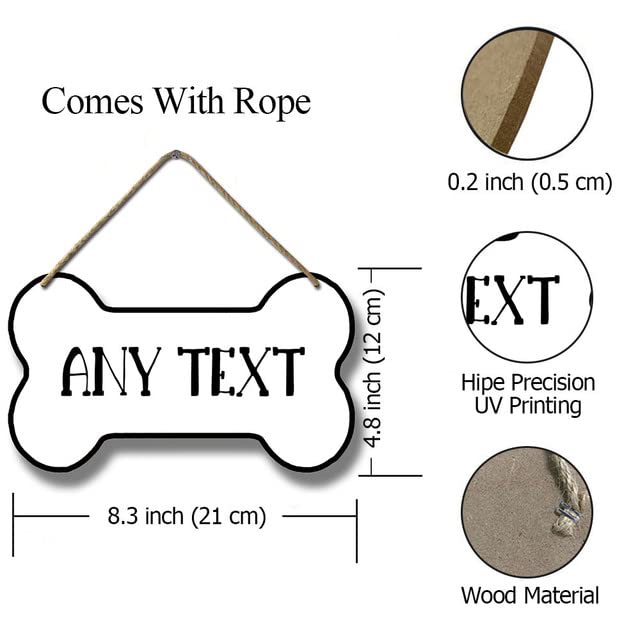 Ymaotrade Custom Bone Shape Sign,Dog Cat Pawprints Personalized Sign for Puppies Home Decor - Custom Name Wooden Plank Rustic Wall Decor Sign 8.3x4.8" Ymaotrade