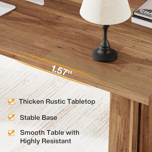 Tribesigns 63-inch Executive Desk, Vintage Office Computer Desk with Large Tabletop, Farmhouse Wood Writing Conference Table Workstation for Home Office, Study, Walnut Brown Tribesigns