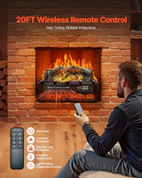 VEVOR 23 Inch Electric Fireplace Log Heater, Fireplace Insert with Crackling Sound, Remote Control, 5 Flame Brightness Levels, Thermostat, Timer, Overheat Protection, for Home Decor, Black VEVOR