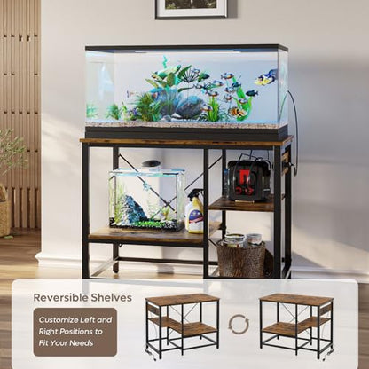 Bestier 40-50 Gallon Fish Tank Stand with Power Outlet, 36x19 Metal Aquarium Stand, 6-Leg Reptile Tank Stand with 3-Tier Adjustable Storage Shelves, 660LBS Capacity - WoodArtSupply