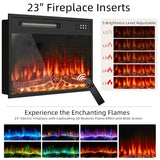 Vitesse Fluted 70 TV Stand with 23" Electric Fireplace Heater, Entertainment Center with Storage and Adjustable Shelves,Modern Media Console Table with Sliding Doors for Living Room, Bedroom (Wood VITESSE