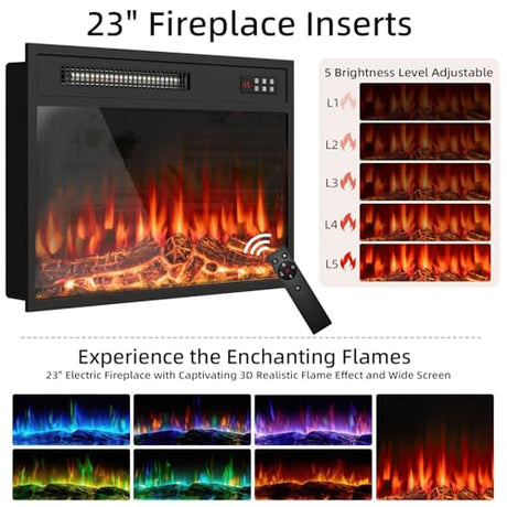 Vitesse Fluted 70 TV Stand with 23" Electric Fireplace Heater, Entertainment Center with Storage and Adjustable Shelves,Modern Media Console Table with Sliding Doors for Living Room, Bedroom (Wood VITESSE