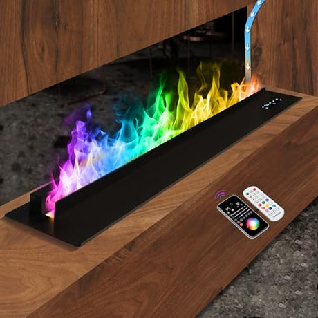 Water Vapor Fireplace with Multicolor Flame,Electric Steam Vapor Fireplace with Touch/Remote/App Control Timer, with Cracking Sound & 5ft Power Cords,Size:L59.06 x W7.87x H8.27 in LOXYEE