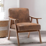 SmartEdge Accent Chair, Living Room Chairs with Extra-Thick Backrest, Lounge Accent Chair with Solid Wood Frame, Comfy Tech Cloth Vanity Chair Armchair for Bedroom, Reading Room, Office, Brown SmartEdge