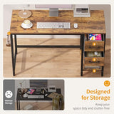 CubiCubi Computer Desk with 2 Drawers, 40 Inch Small Home Office Desk with Storage Study Writing Table, Light Brown CubiCubi
