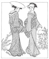 Creative Haven Japanese Kimono Designs Coloring Book: Relax & Unwind with 31 Stress-Relieving Illustrations (Adult Coloring Books: World & Travel) Dover Publications