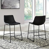 Signature Design by Ashley Centiar 24" Counter Height Modern Bucket Barstool, 2 Count, Black Signature Design by Ashley