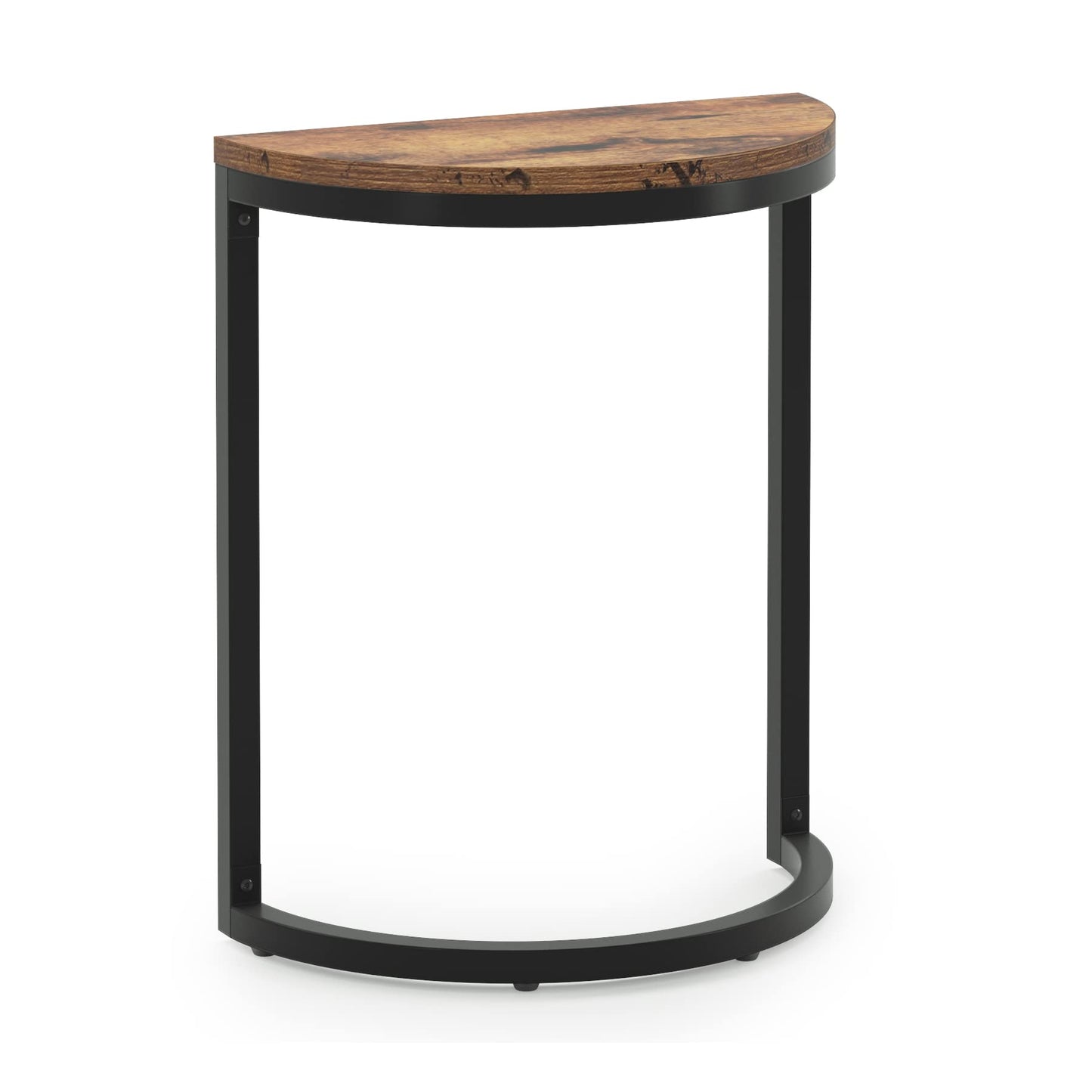 Tribesigns End Table Semi Circle, Small Half Round Side Table with Metal Frame, Wood Accent Table Slim C Table for Sofa Couch Living Room, Easy Assembly, 19.69" L x 9.84" W x 23.62" H - WoodArtSupply