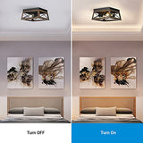 DEWENWILS Farmhouse Ceiling Light Fixture, Metal Flush Mount Ceiling Light with Wood Grain Finish, 2-Lights Ceiling Lamp for for Hallway, Entryway, Kitchen, Foyer DEWENWILS