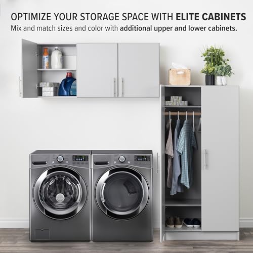 Prepac Elite Wall Mounted Storage Cabinet, 54" W x 24" H x 12" D, Light Gray Prepac