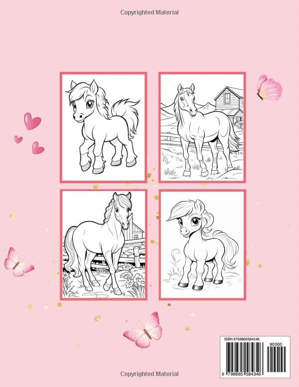 Horses Coloring Book for Girls Ages 4-8: 50 Captivating Pages for Kids