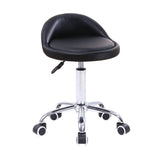 KKTONER PU Leather Round Rolling Stool with Back Rest Height Adjustable Swivel Drafting Work SPA Task Chair with Wheels Black KKTONER