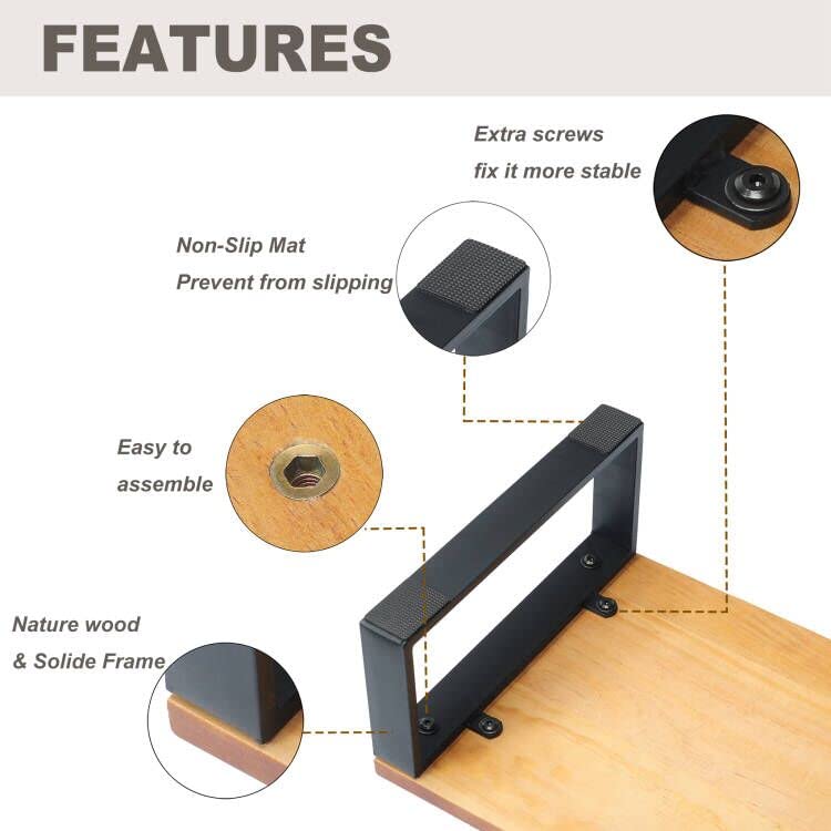 Solid Wooden Step Stool Heavy Duty, Portable Wood Step Stool Non-Slip, Lightweight Step Stool for Bed Easy Assembly, Bed Steps for High Beds for Adults, Holds Up to 350 lbs RORKEE