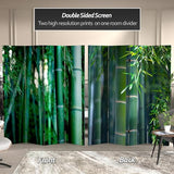 Red Lantern 6 ft. Tall Double Sided Bamboo Tree Canvas Room Divider 4 Panel 4 Panel Freestanding Folding Privacy Screen, Partition, and Separator for Modern and Contemporary Bedroom, Home Office Red Lantern