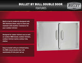 Bullet by Bull Stainless Steel Outdoor Kitchen Grill Set - Built-In Liquid Propane Grill, Perfect for Entertaining -BBQ Kitchen Isl& Bundle - Includes 4 Burner Grill, Double Access Door & Side Burner Bull Outdoor Products