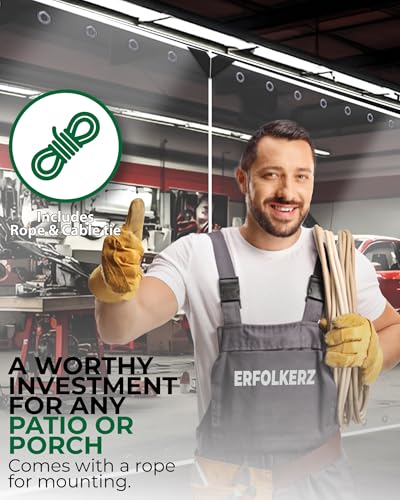 Erfolkerz 7'H x10'W Outdoor Vinyl Curtain 19oz Thicked Clear Tarps, Vinyl Patio Enclosure,Clear Outdoor Curtains Heavy Duty Waterproof Transparent Tarp with Grommets for Patio Gazebo Balcony Pergola Erfolkerz