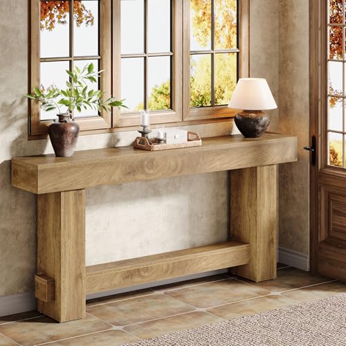 Tribesigns 70.9" Entryway Console Table, Extra Long Wooden Farmhouse Sofa Table Behind Couch, Modern Rustic Foyer Stand with Thick Legs for Hallway, Living Room, Wood Grain Finish Tribesigns