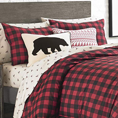 Eddie Bauer - Twin Duvet Cover Set, Cotton Reversible Bedding, Buffalo Plaid Bedding Set (Red/Black, Twin) Eddie Bauer