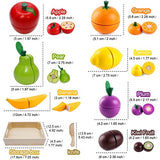 Wooden Play Food for Kids Kitchen Cutting Fruits Toys for Toddlers Pretend Vegetables Gift for Boys Girls Educational Toys Airlab