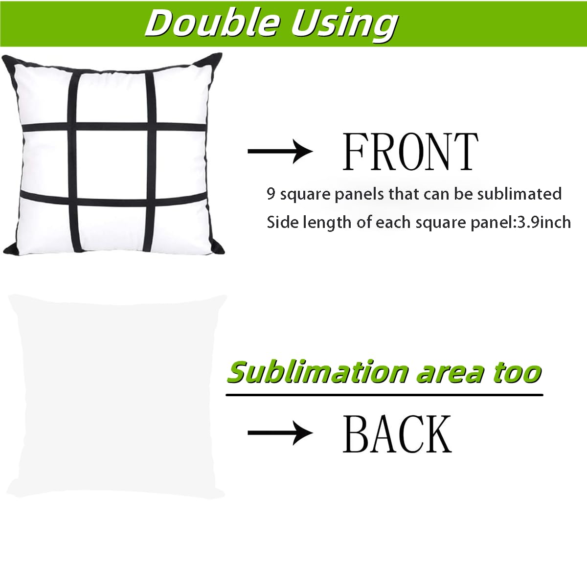 12pack Sublimation Short Plush Pillow Cases Blanks, 16 x 16 Inch, 9 Panels Style Short Plush Throw Pillow Covers, Cushion Cover for Sublimation, Sofa Couch DIY Pillow Case (No Pillow Insert, 12pcs)