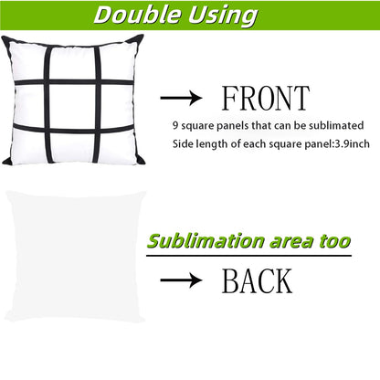 12pack Sublimation Short Plush Pillow Cases Blanks, 16 x 16 Inch, 9 Panels Style Short Plush Throw Pillow Covers, Cushion Cover for Sublimation, Sofa Couch DIY Pillow Case (No Pillow Insert, 12pcs)