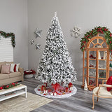 Nearly Natural 10ft. Flocked West Virginia Fir Artificial Christmas Tree with 800 Clear LED Lights and 1680 Tips Nearly Natural