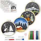 Huacan Embroidery Kit for Beginners 4 Set and Instructions with Videos Includes Multiple Accessories, Gift for Craft (Christmas)