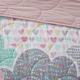 Intelligent Design Kids Reversible Cotton Quilt Set - Vibrant Fun, Playful Print, All Season Children Bedding Coverlet Bedspread, Decorative Pillow, Bedroom Décor, Full/Queen, Cloud Pink 5 Piece Intelligent Design