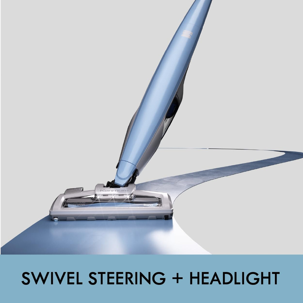 Kenmore DS1020 16V Cordless Stick Vacuum Lightweight 2-in-1 Handheld, LED Headlight with 2-Speed Power Control for Hardwood Floor, Carpet & Pet Hair, 16 Volts, Gray-Blue Kenmore