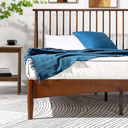 ZINUS Linda Mid Century Brown Wooden Platform Bed Frame - No Box Spring Needed, Easy Assembly, King Size - WoodArtSupply