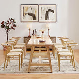 Yaheetech Weave Dining Chairs Weave Arm Chairs Set of 4 Mid-Century Modern Chair Dining Room Chairs Metal Frame Accent Chair Rattan Dining Chairs Weave Hemp Seat, Wood Color Yaheetech