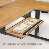 EUREKA ERGONOMIC L Shaped Standing Desk w Solid Wood Tabletop,61" Electric Corner Computer Desk, Adjustable Height Desk w Keyboard Tray,Dual Motor,LED Monitor Stand,Right/Oak EUREKA ERGONOMIC