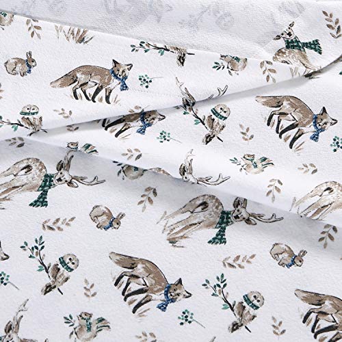 Eddie Bauer - Twin Sheets, Cotton Flannel Bedding Set, Brushed For Extra Softness, Cozy Home Decor (Woodland Friends, Twin) Eddie Bauer