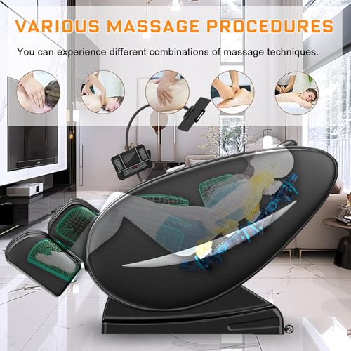 Full Body Massage Chair Recliner with Zero Gravity,Heat Therapy & Air Compression for Back, Neck, Legs, Shoulder, Arms, Calves, Bluetooth, Adjustable, for Home/Office Use, Ideal Wellness Gift, Black GDFStudio