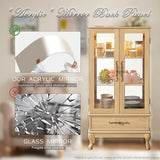 KavlSean 52" H Lighted Display Cabinet, Curio Display Case with 3-Tier Adjustable Shelves, Curio Cabinet with Tempered Glass Doors and Light Bulb, Rack for Living Room Storage (Light Oak) KavlSean