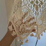 Yunsurey Retro Crochet Curtain Valance for Kitchen Window Boho Curtain Tiers for Coffee Decor Rod Pocket Farmhouse Short Curtains for Room Divider 1 Panel Knitting Doorway Curtain W47 X L26 Inch Yunsurey