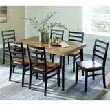 Signature Design by Ashley Blondon Rectangular Dining Room Table Set with 6 Chairs, Chevron Pattern, Tapered Legs, Seats 6, Wood, 60" Long, Brown & Black Signature Design by Ashley