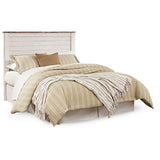 Ashley Furniture Willowton 65" W x 87" D Farmhouse Wood Queen Sized Panel Bed in Whitewash Finish Signature Design by Ashley