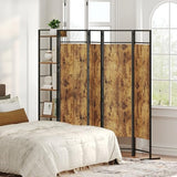 YATINEY Room Divider, 4 Panel Folding Privacy Screen with Storage, Portable Room Partition for Room Separator, Wall Divider Screen for Bedroom, Office, Rustic Brown and Black YATINEY
