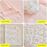 DuShow Floral 4 Piece Girls Toddler Bed Comforter Set Pink Flower Reversible Toddler Bedding Set Soft Baby Crib Bed Sheets Set in a Bag | Include Quilt Comforter,Flat Sheet,Fitted Sheet,Pillowcase DuShow