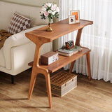 Tribesigns Solid Wood End Table, Modern Side Table for Couch, 2-Tier Narrow Tall End Table, Long Bedside Table for Living Room, Bedroom, Walnut Tribesigns