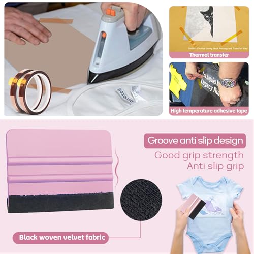 DNSGOOR 4" x 8"Heat Press Mat Silicone with Heat Resistant Tape Scrapers,0.12 Inch Thick Washable Double Sided Heat Press Pad for Vinyl Ironing Insulation Transfer Crafting Sublimation Projects DNSGOOR