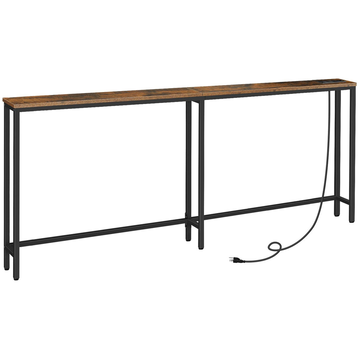 HOOBRO 5.9" Skinny Console Table with Charging Station, 78.7" Narrow Sofa Table with Power Outlets, Long Behind Couch Table, Slim Entryway Table for Hallway, Living Room, Rustic Brown BF205UXG01 HOOBRO