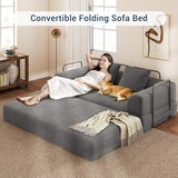 Cloud Boneless Convertible Floor Sofa Bed, 70" 4-in-1 Foldable Compressed Loveseat Lounge Sleeper 2 Seater Couches, High-Density Sponge & Corduroy Fabric Futon Daybed for Living Room Bedroom(Gray) Living&Giving
