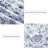 Mooreeke Queen Size Sheets Set - 4 Piece Soft Breathable Microfiber Bed Sheet Set - Blue & White Flower Pattern Sheet Set Queen - Deep Pocket Non-Slip Floral Fitted Sheet Included for All Season Mooreeke
