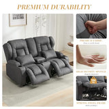 Loveseat Recliner Sofa,RV Wall Hugger Recliners for Small Spaces,Reclining Loveseat Sofa Recliner with Cup Holders/Lumbar Pillows,RV Furniture (Gray, Loveseat with Console)